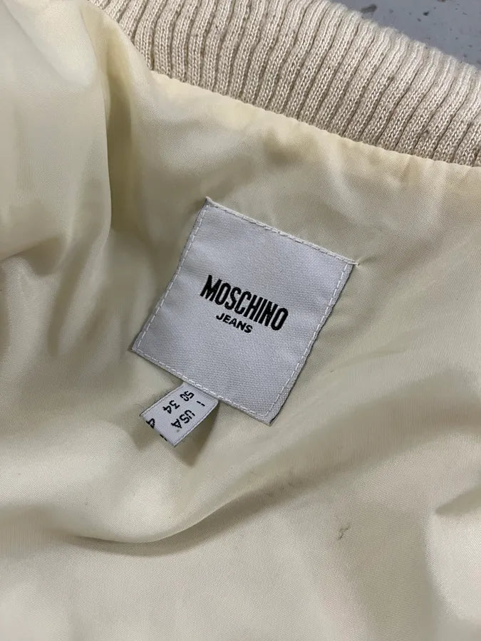 Moschino Cream Nylon Quilted Cargo Bomber Jacket wlxWRtU 8
