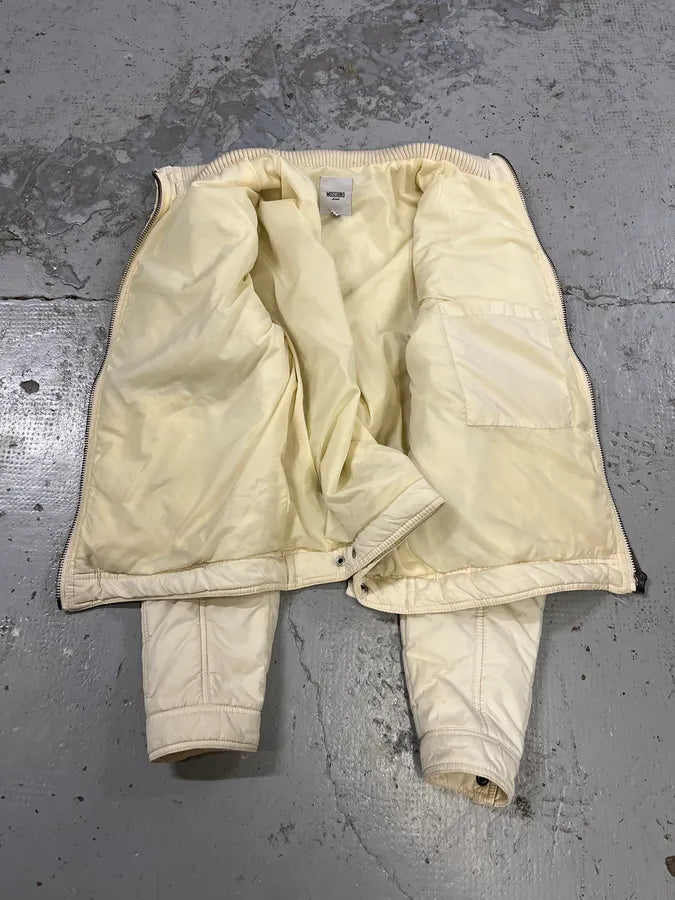 Moschino Cream Nylon Quilted Cargo Bomber Jacket wlxWRtU 9
