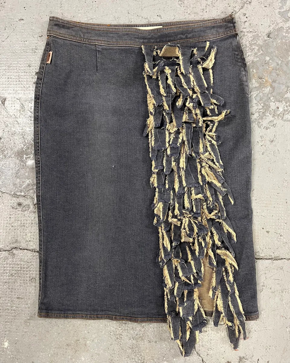 Moschino Denim Distressed Skirt (M) 0
