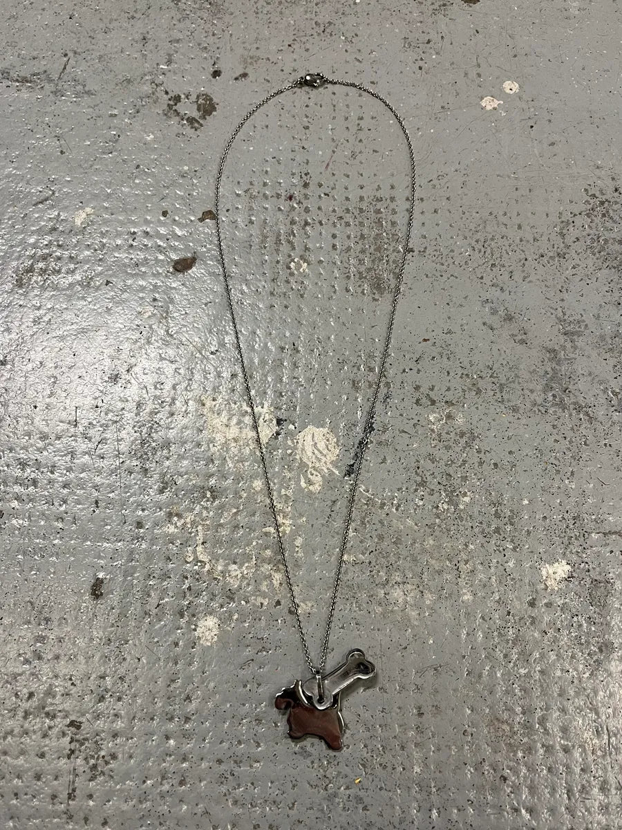 Moschino Dog Bone Tag Steel Necklace afifYZZ 0