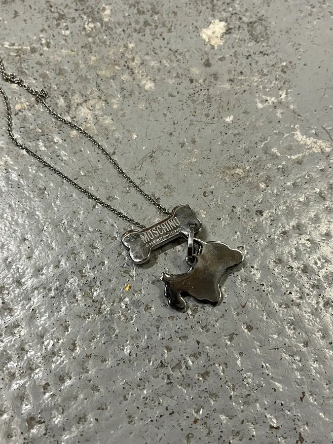 Moschino Dog Bone Tag Steel Necklace afifYZZ 4