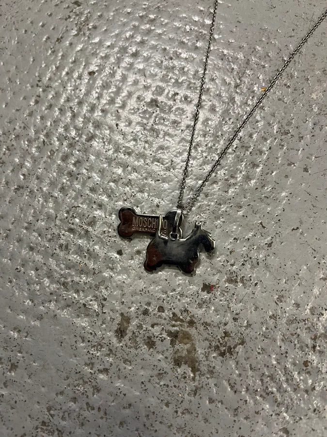 Moschino Dog Bone Tag Steel Necklace afifYZZ 6