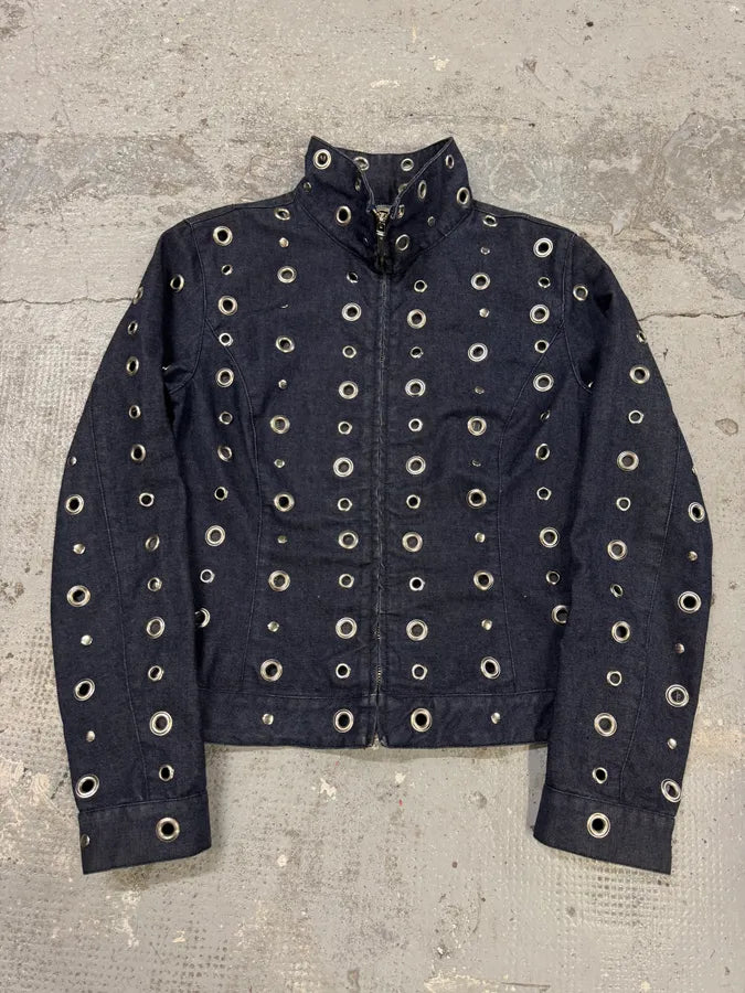 Moschino Eyelet Punk Holes Denim Jacket (M) IJPoOFF 0