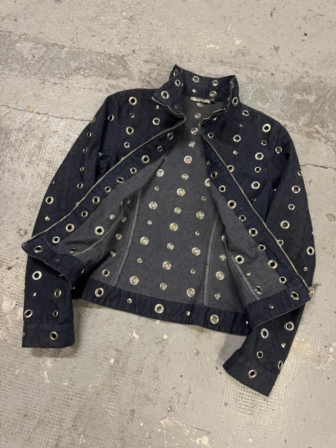 Moschino Eyelet Punk Holes Denim Jacket (M) IJPoOFF 1