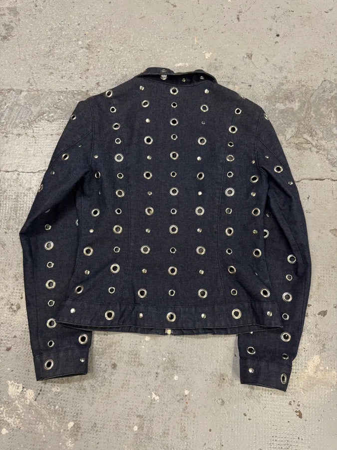 Moschino Eyelet Punk Holes Denim Jacket (M) IJPoOFF 2