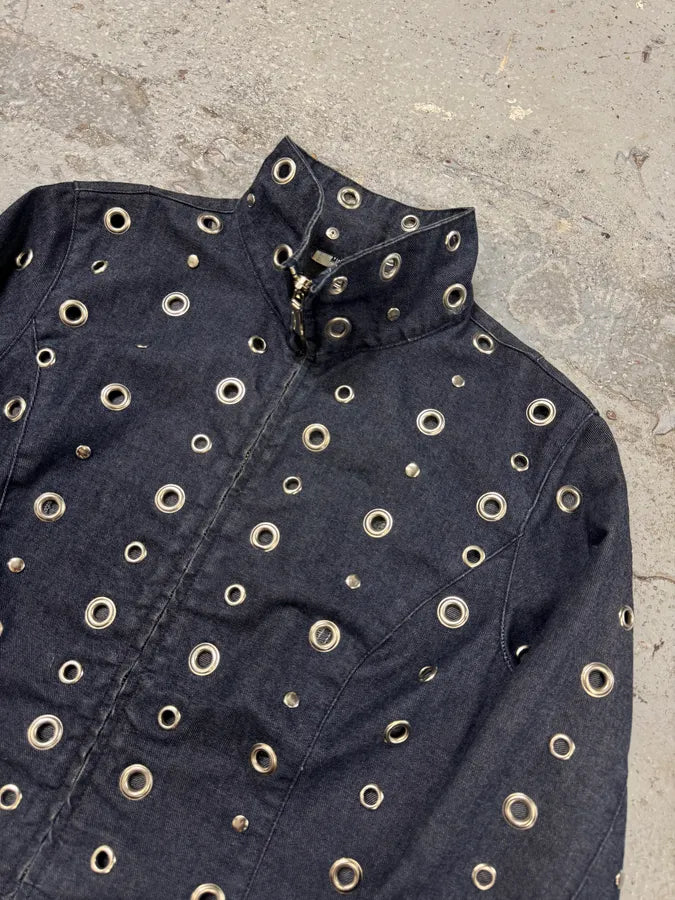 Moschino Eyelet Punk Holes Denim Jacket (M) IJPoOFF 3