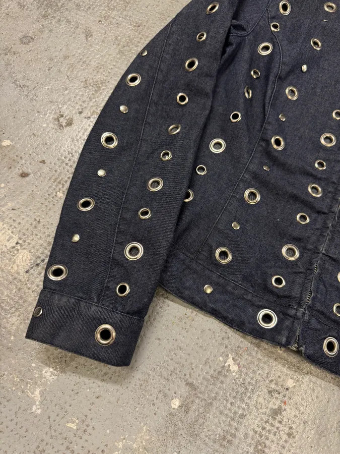 Moschino Eyelet Punk Holes Denim Jacket (M) IJPoOFF 4