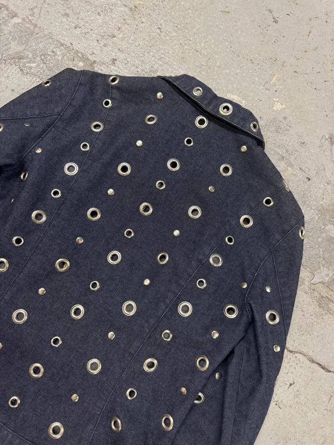 Moschino Eyelet Punk Holes Denim Jacket (M) IJPoOFF 5