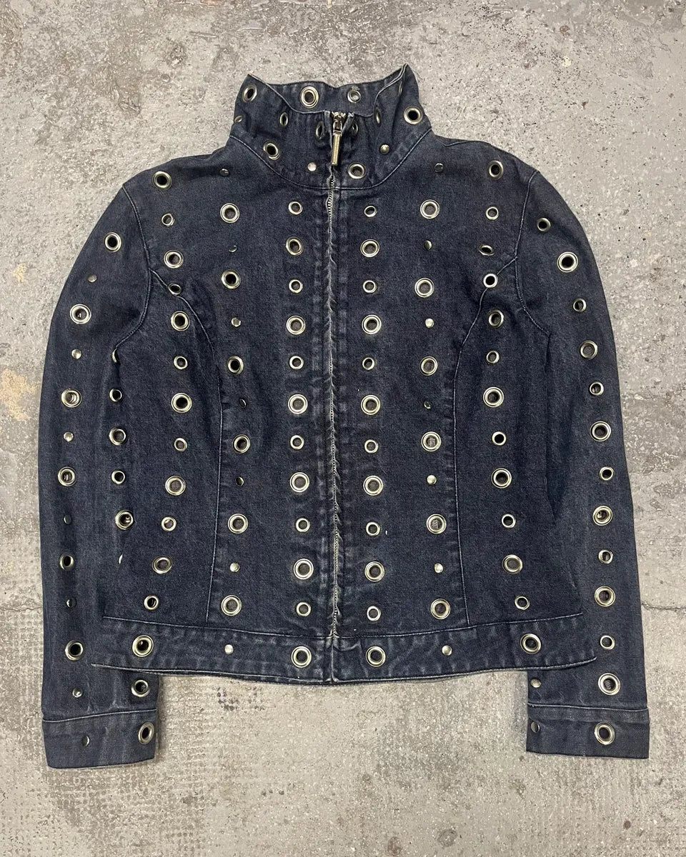 Moschino Eyled Punk Holes Denim Jacket (M) 0