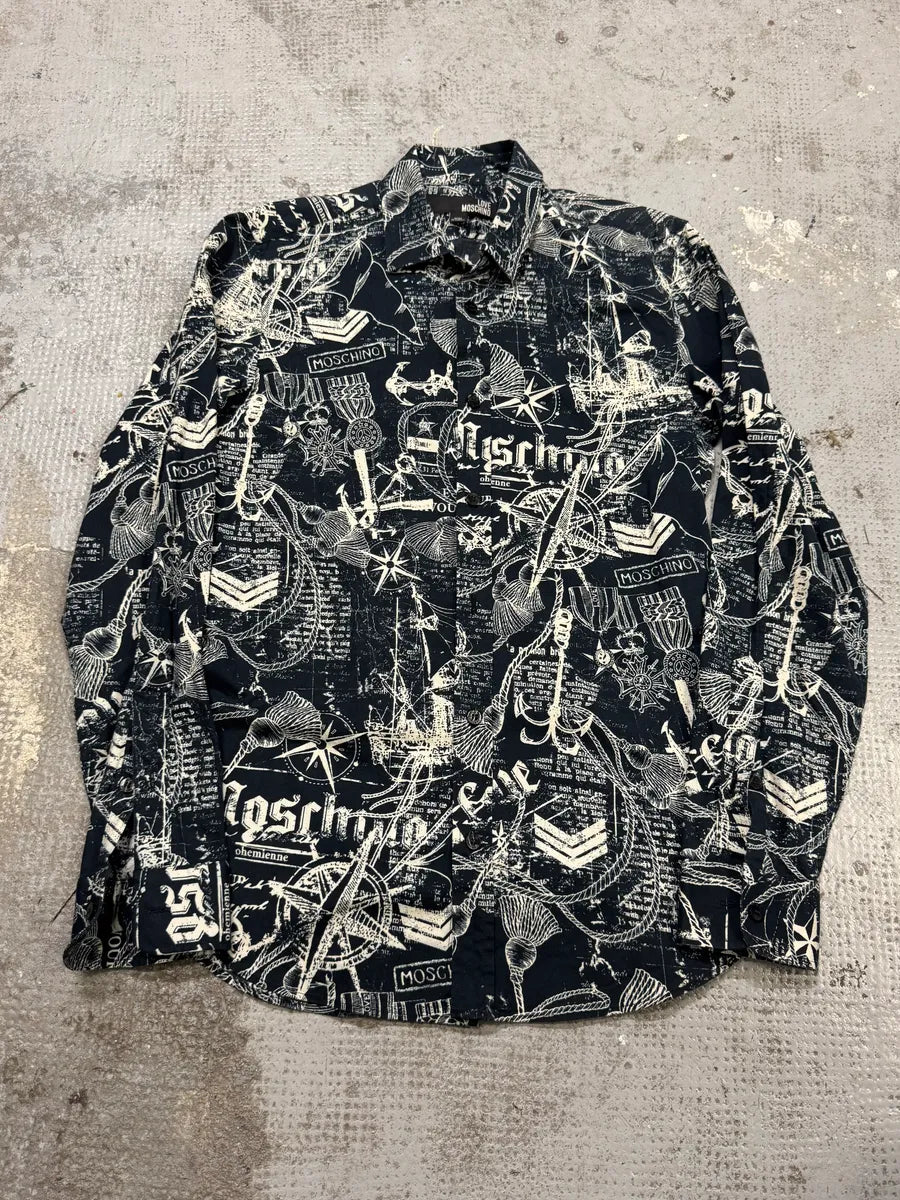 Moschino Galaxy Map Black & White Shirt PuKTHNz 0