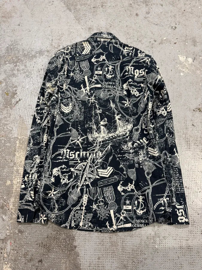 Moschino Galaxy Map Black & White Shirt PuKTHNz 3