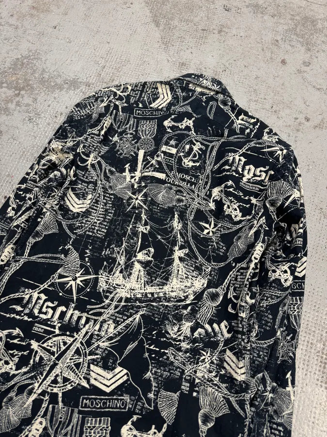 Moschino Galaxy Map Black & White Shirt PuKTHNz 7