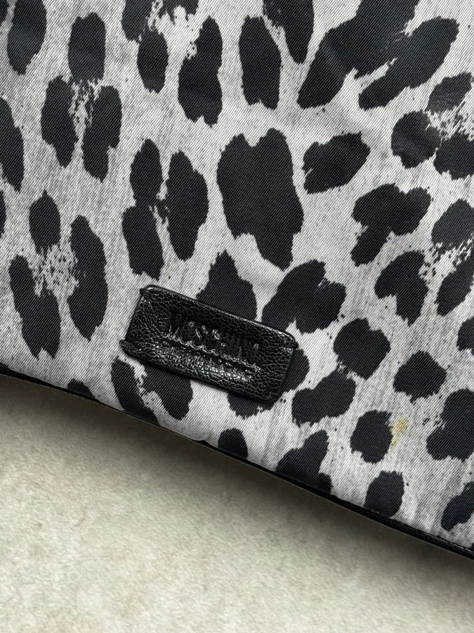 Moschino Grey & Black Leopard Studded Shoulder Bag sQVTgeN 9