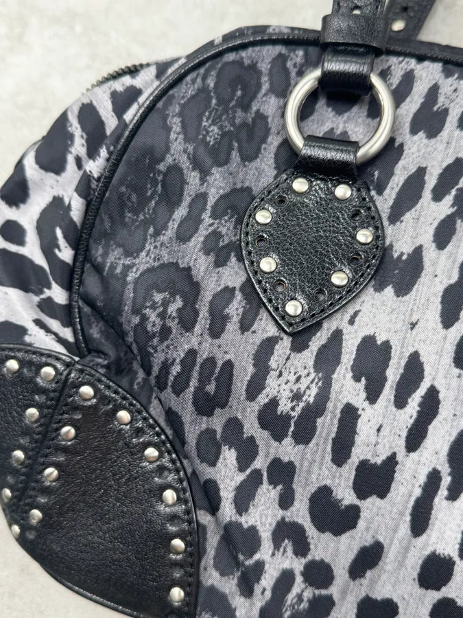 Moschino Grey & Black Leopard Studded Shoulder Bag sQVTgeN 8