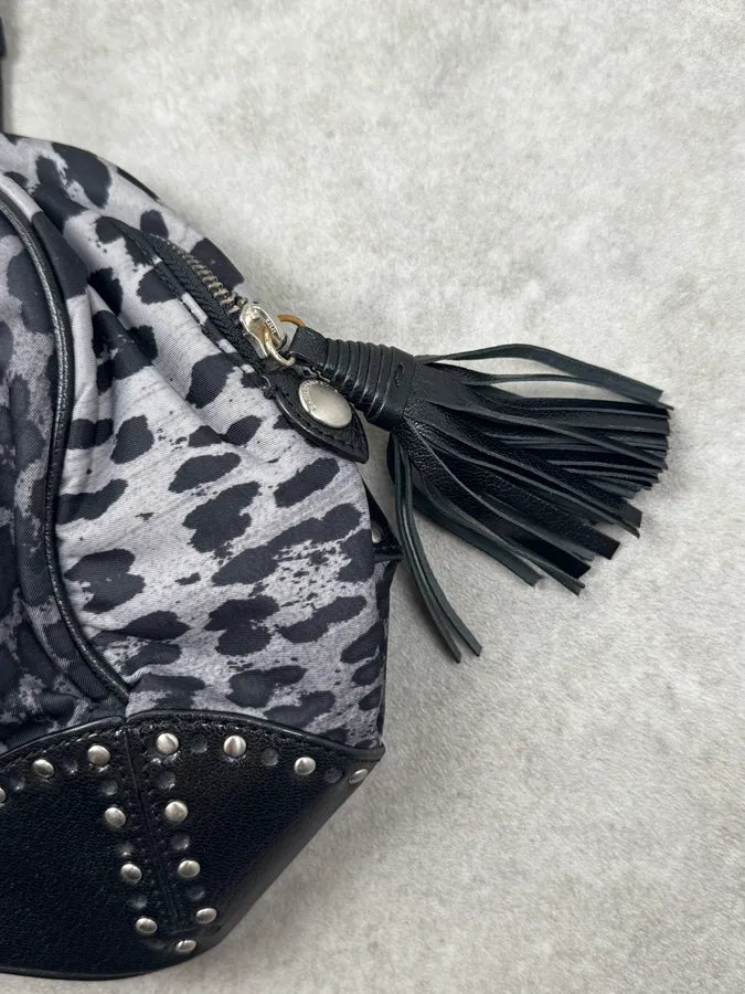 Moschino Grey & Black Leopard Studded Shoulder Bag sQVTgeN 7