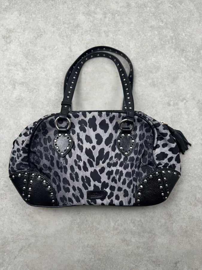 Moschino Grey & Black Leopard Studded Shoulder Bag sQVTgeN 2