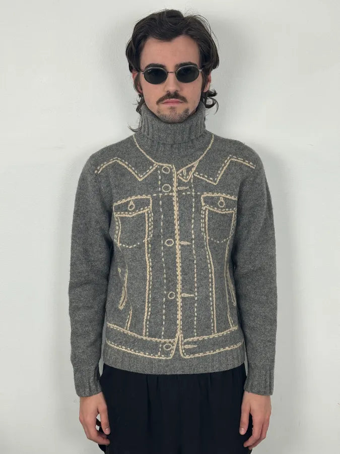 Moschino Grey Trompe L’Œil Wool Turtleneck Sweater QXIEKow 1