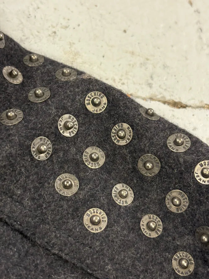 2000s Moschino Grey Wool Studded Jacket taZpbsL 9