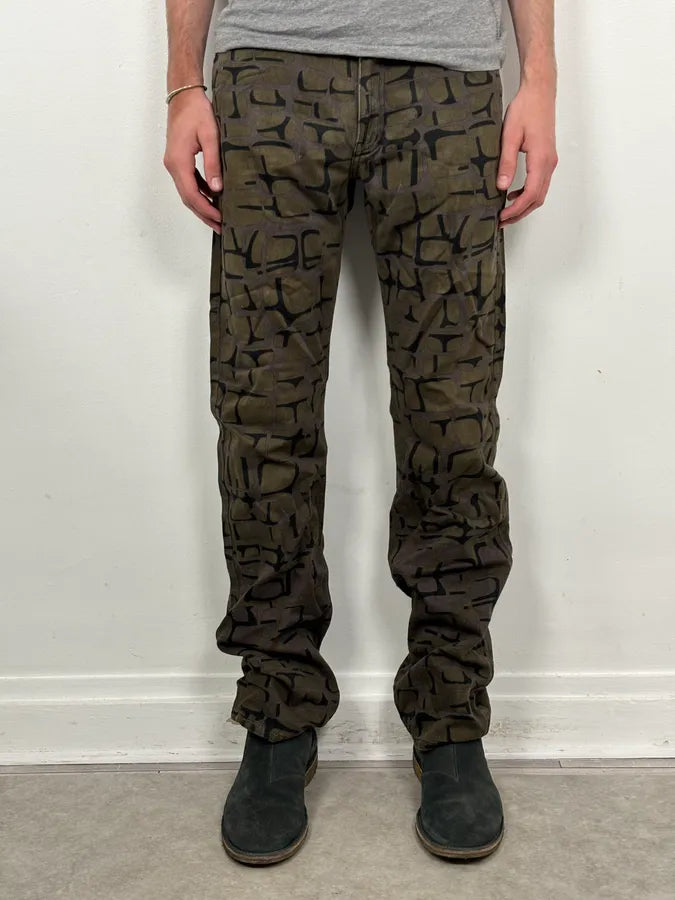 Moschino Khaki Cotton Abstract World Denim Jeans uMUYVoL 1