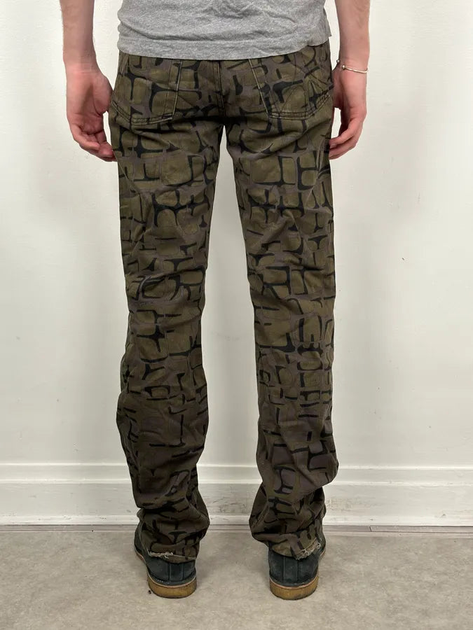 Moschino Khaki Cotton Abstract World Denim Jeans uMUYVoL 3