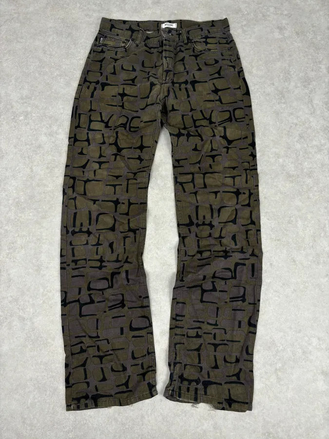 Moschino Khaki Cotton Abstract World Denim Jeans uMUYVoL 0