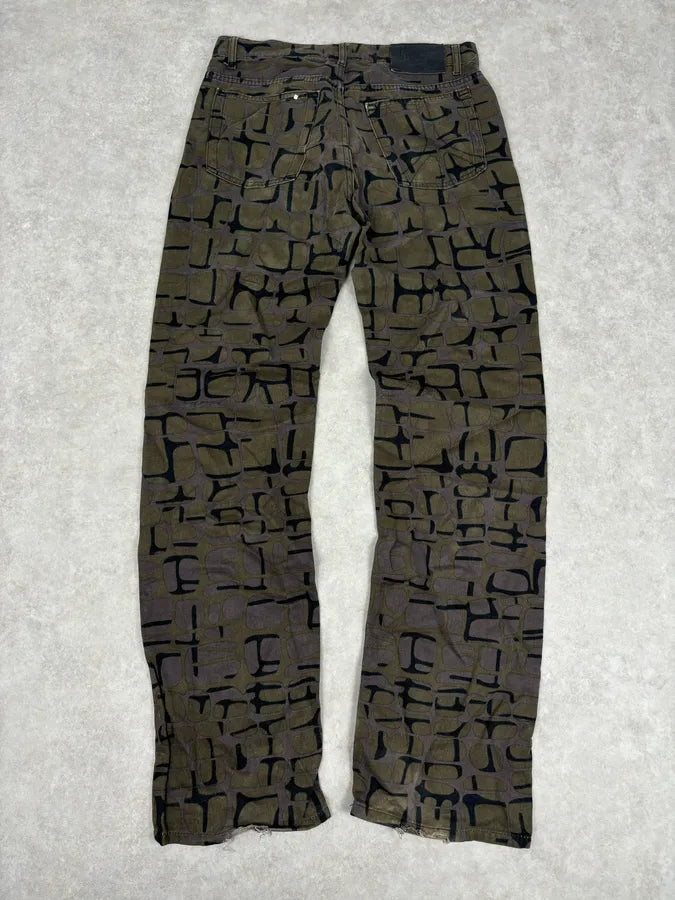 Moschino Khaki Cotton Abstract World Denim Jeans uMUYVoL 5