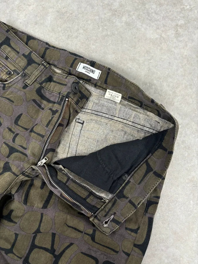Moschino Khaki Cotton Abstract World Denim Jeans uMUYVoL 8