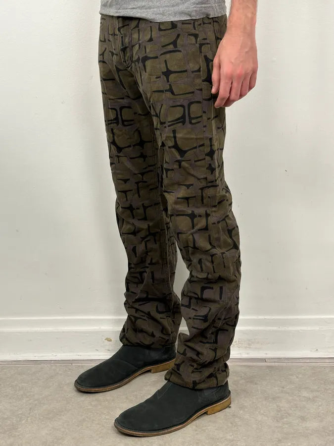 Moschino Khaki Cotton Abstract World Denim Jeans uMUYVoL 2