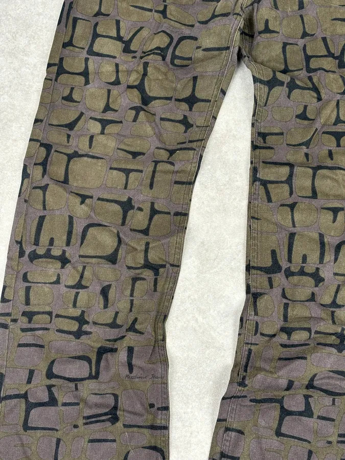 Moschino Khaki Cotton Abstract World Denim Jeans uMUYVoL 10