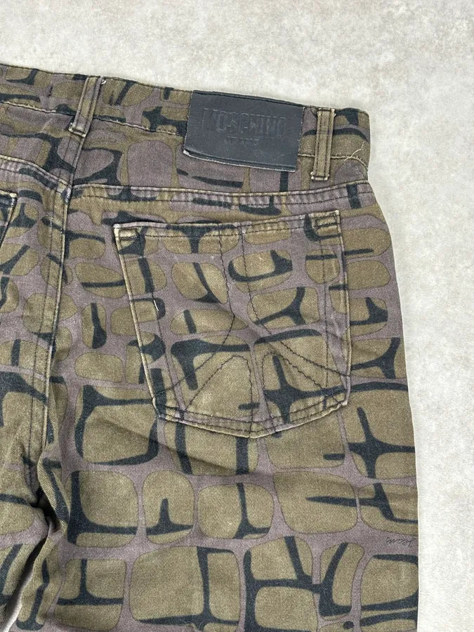 Moschino Khaki Cotton Abstract World Denim Jeans uMUYVoL 7