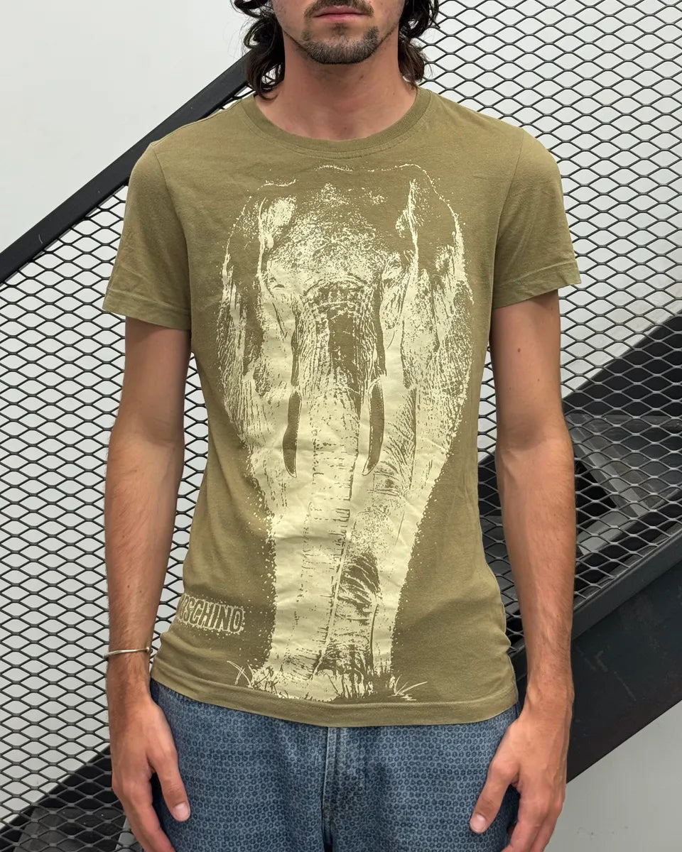 Moschino Khaki Elephant T-Shirt guvryOP 1