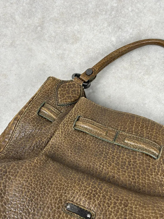 2000s Moschino Brown Leather Shoulder Bag gqTjMrU 10