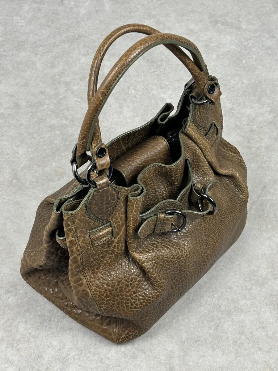 2000s Moschino Brown Leather Shoulder Bag gqTjMrU 4