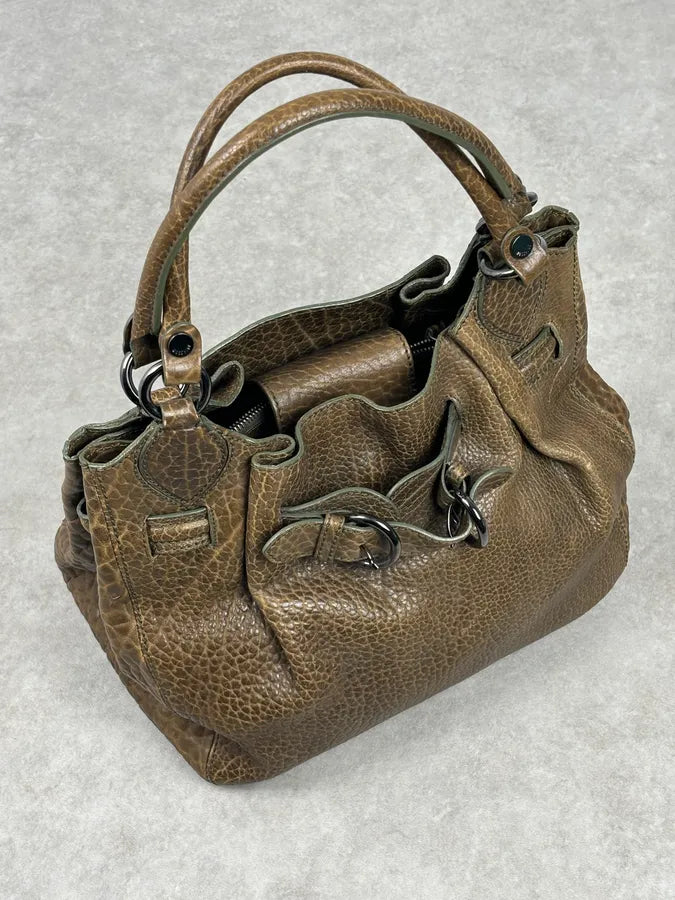 2000s Moschino Brown Leather Shoulder Bag gqTjMrU 3