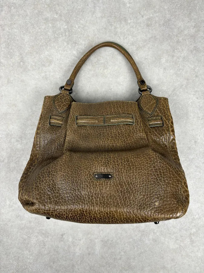 2000s Moschino Brown Leather Shoulder Bag gqTjMrU 9