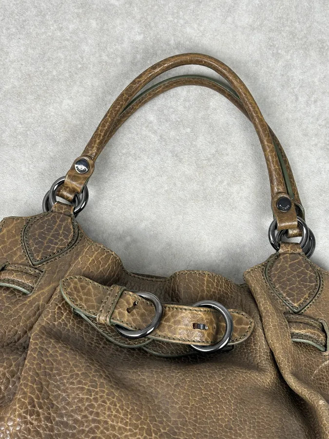 2000s Moschino Brown Leather Shoulder Bag gqTjMrU 5