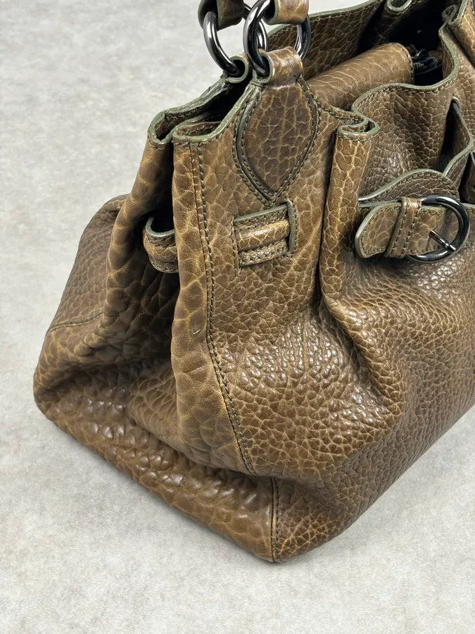 2000s Moschino Brown Leather Shoulder Bag gqTjMrU 8