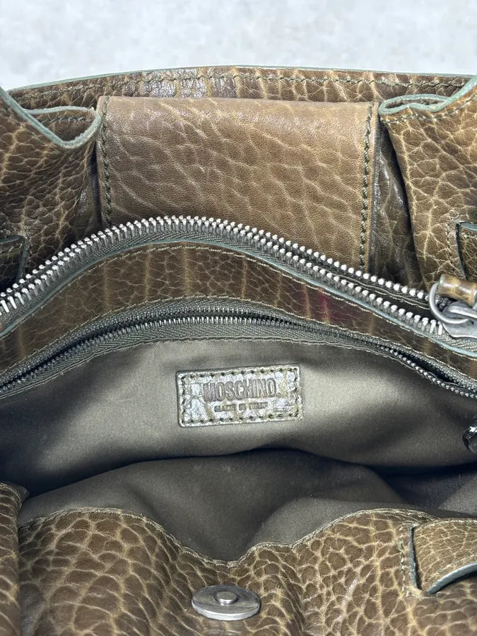 2000s Moschino Brown Leather Shoulder Bag gqTjMrU 17