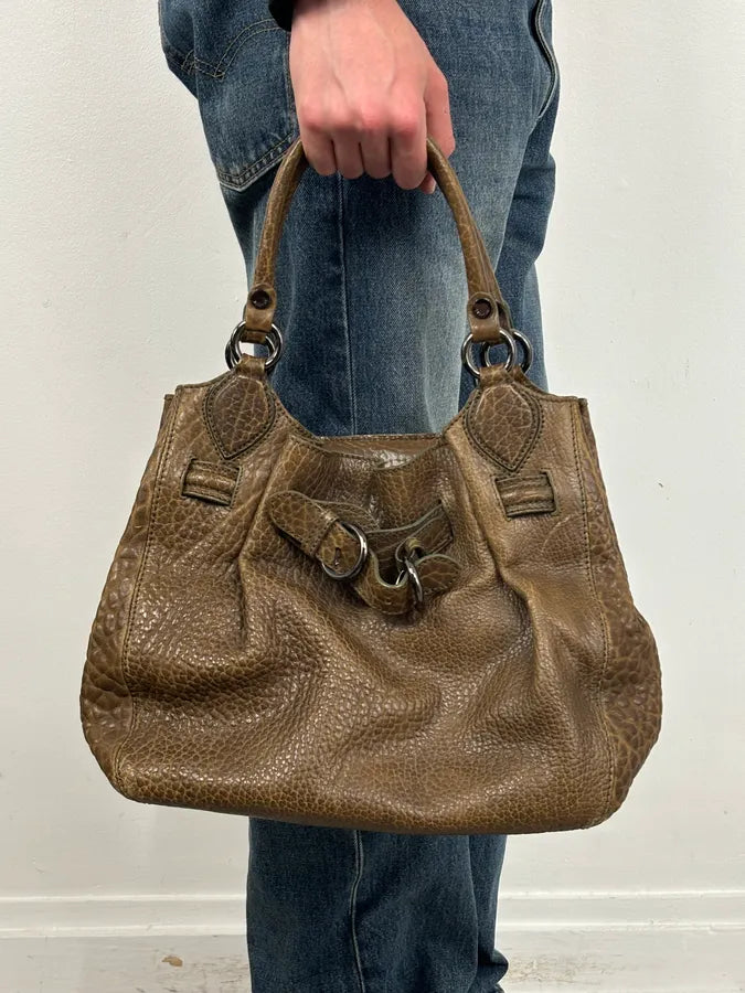 2000s Moschino Brown Leather Shoulder Bag gqTjMrU 1