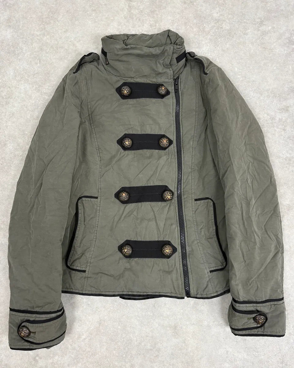 Moschino Khaki Officer Asymmetrical Zip Military Bomber Jacket kEGTuqz 0