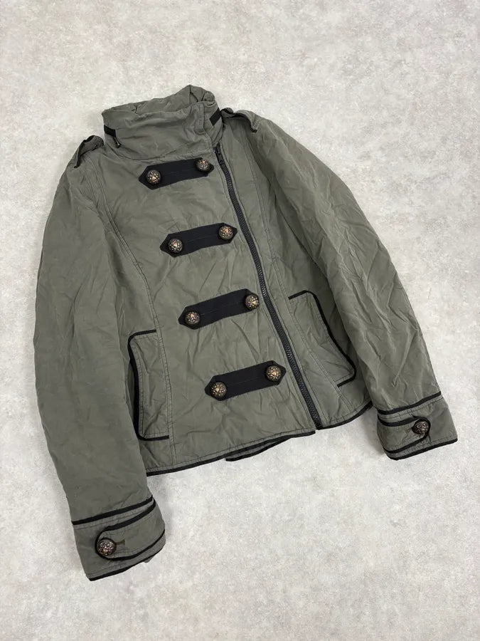 Moschino Khaki Officer Asymmetrical Zip Military Bomber Jacket kEGTuqz 3