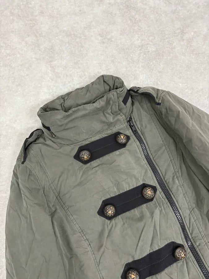 Moschino Khaki Officer Asymmetrical Zip Military Bomber Jacket kEGTuqz 4