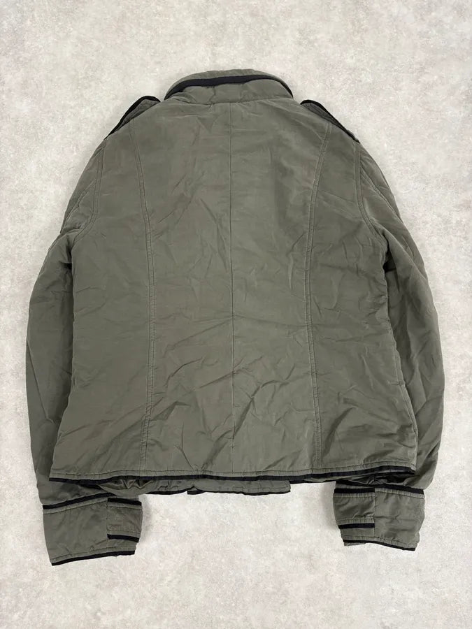 Moschino Khaki Officer Asymmetrical Zip Military Bomber Jacket kEGTuqz 5