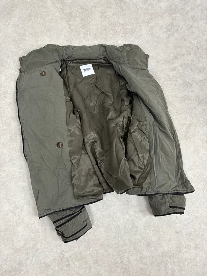 Moschino Khaki Officer Asymmetrical Zip Military Bomber Jacket kEGTuqz 6