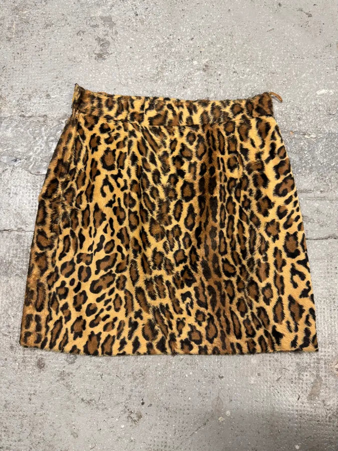 Moschino Leopard Fur Effect Skirt (S/M) hNJSrbj 0