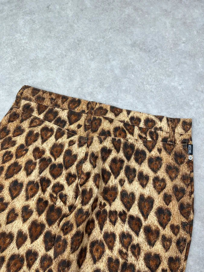 2000s Moschino Leopard Heart Flared Pants FPIhZmw 6
