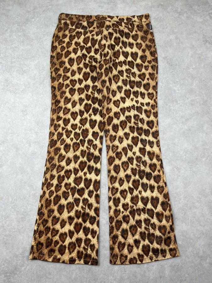 2000s Moschino Leopard Heart Flared Pants FPIhZmw 4