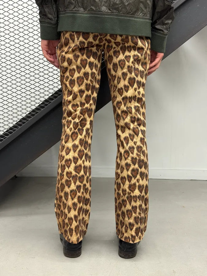 2000s Moschino Leopard Heart Flared Pants FPIhZmw 3