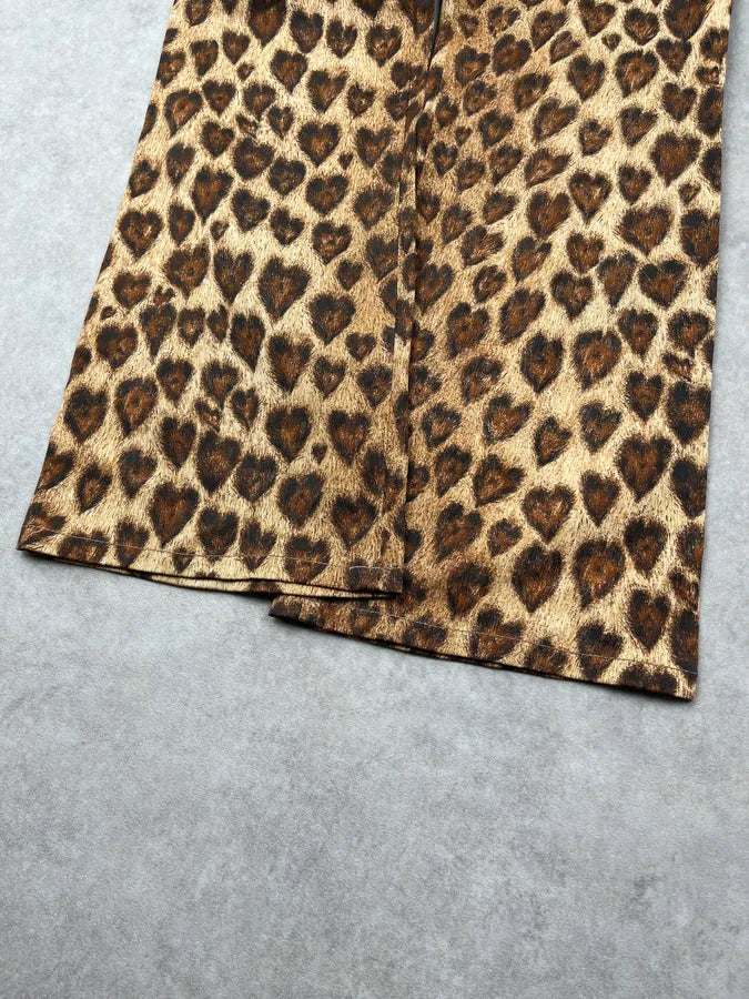2000s Moschino Leopard Heart Flared Pants FPIhZmw 7