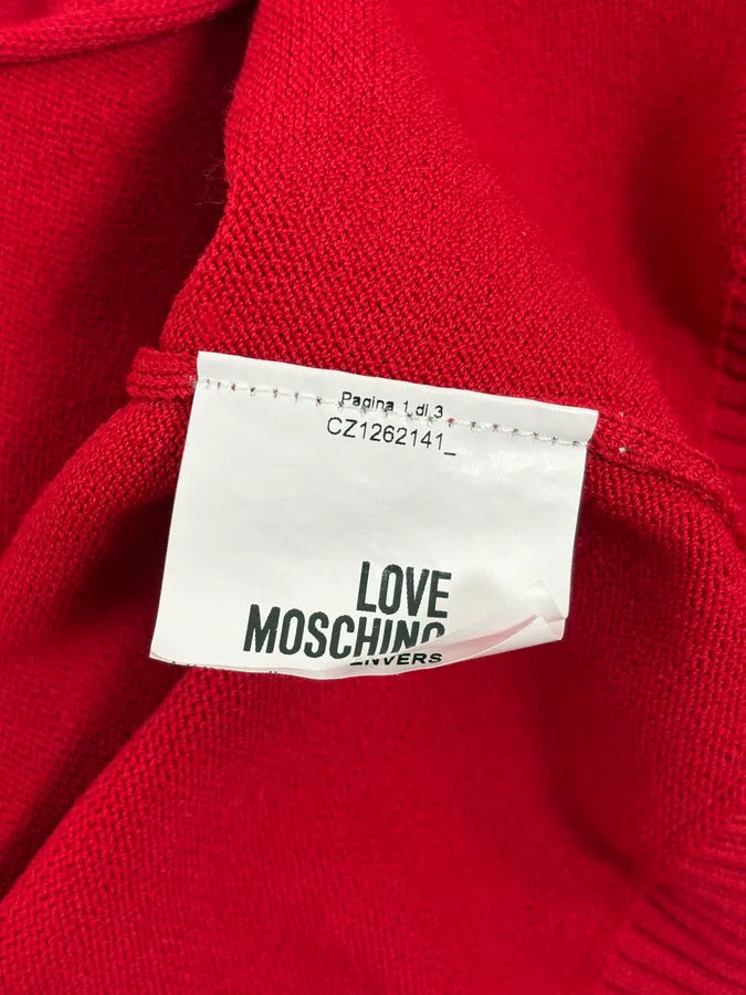 Moschino Love Desctructured Cut Through Red Cardigan JpARrIM 11